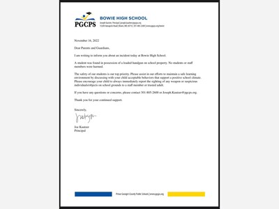 Loaded handgun found on Bowie High campus, letter states