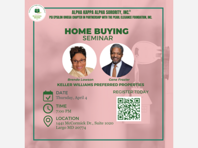 The Alpha Kappa Alpha Sorority, Incorporated® Psi Epsilon Omega Chapter will host a free homebuyer’s workshop,  Managing the Homebuying Process in a Challenging Financial Market.”