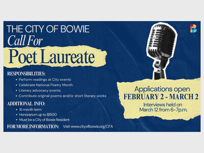 Call for City of Bowie Poet Laureate - Applications Now Open!